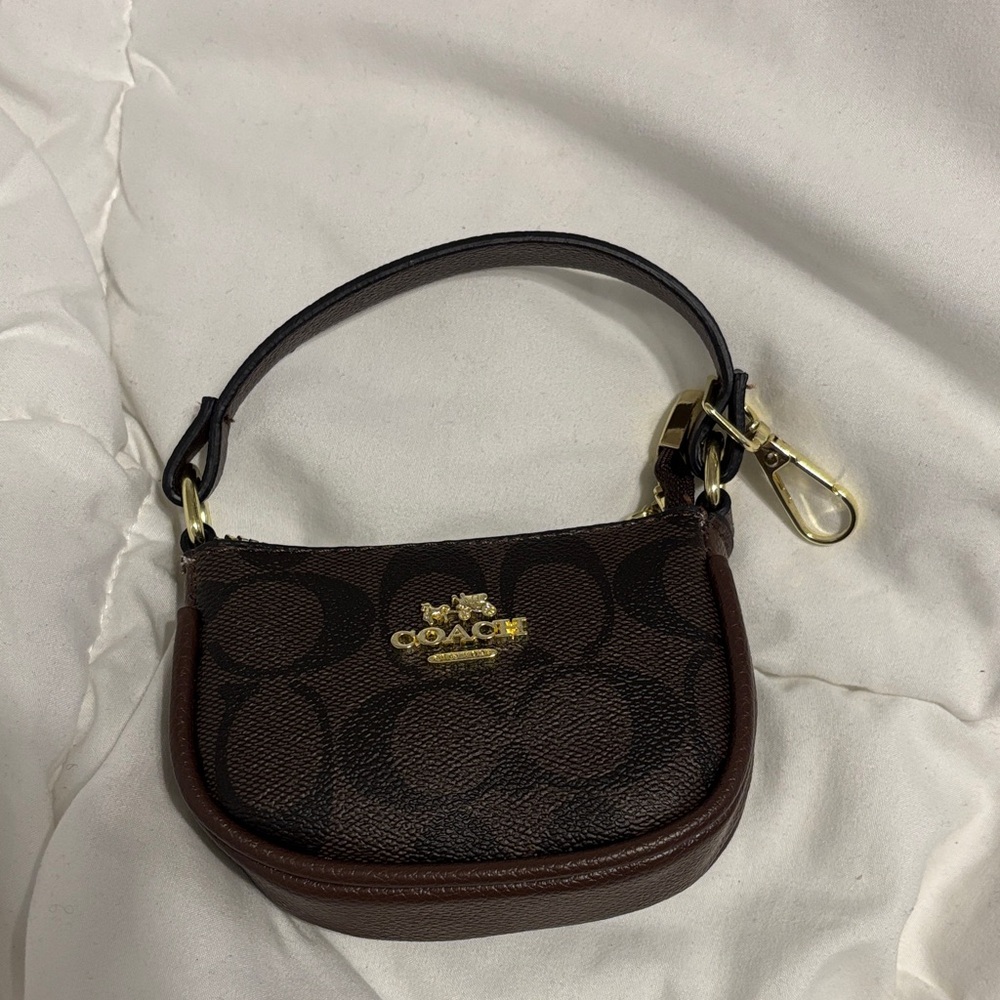 Coach Dark Brown Mini Bag charm with Gold Accents - Picture 2 of 6